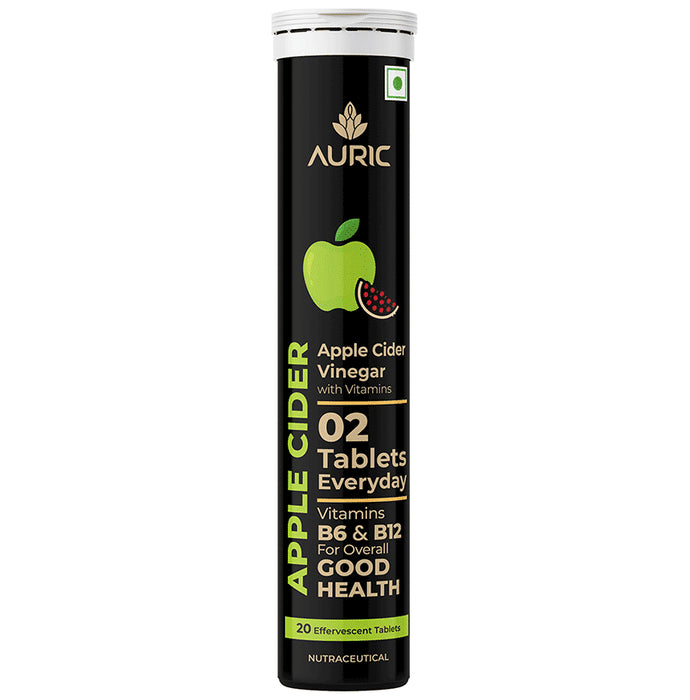 Auric Apple Cider Vinegar Effervescent Tablet with Vitamins B6, B12 (20 Each) - Classic Derma