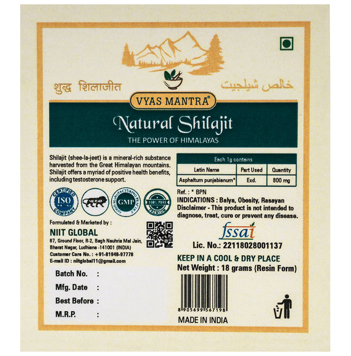 Vyas Mantra Natural Shilajit Resin Form