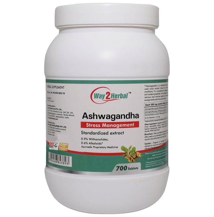Way2Herbal Ashwagandha Stress Management Tablet - Classic Derma