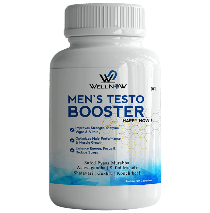 Wellnow Men's Testo Booster Capsules for Stamina, Focus & Stress (60 Each) - Classic Derma