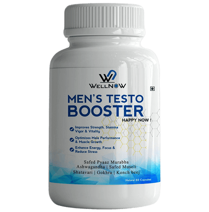 Wellnow Men's Testo Booster Capsules for Stamina, Focus & Stress (60 Each) - Classic Derma