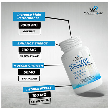 Wellnow Men's Testo Booster Capsules for Stamina, Focus & Stress (60 Each)