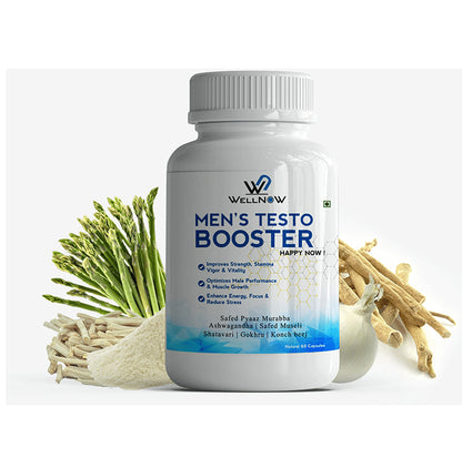 Wellnow Men's Testo Booster Capsules for Stamina, Focus & Stress (60 Each)