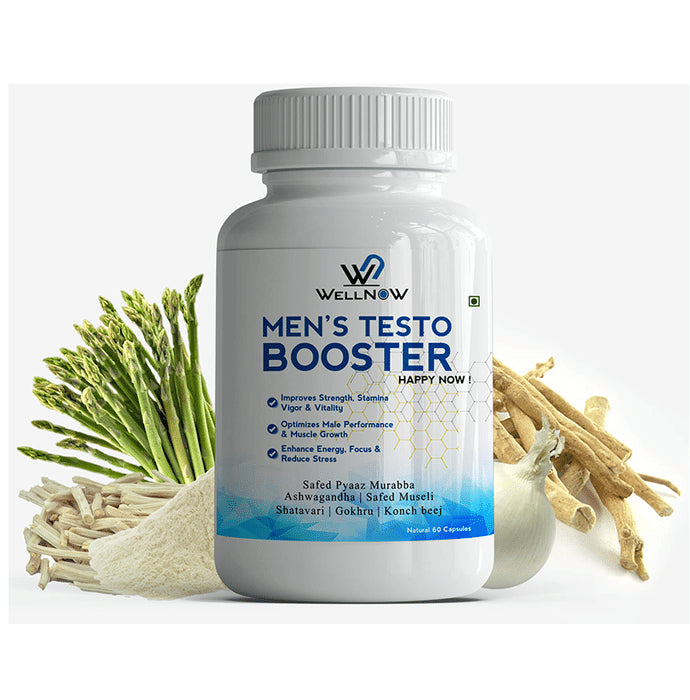 Wellnow Men's Testo Booster Capsules for Stamina, Focus & Stress (60 Each)