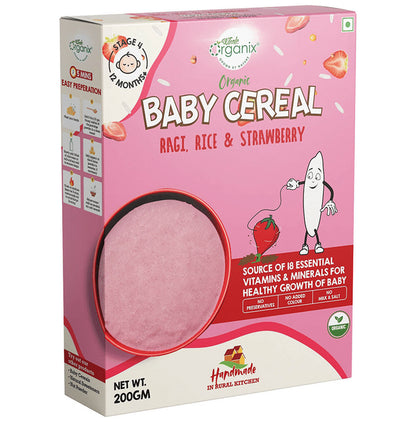 Whole Organix Oragnic Baby Cereal Stage 4, 12 Months Ragi, Rice & Strawberry - Classic Derma