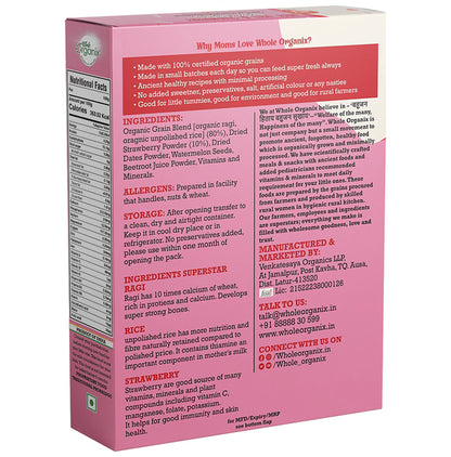 Whole Organix Oragnic Baby Cereal Stage 4, 12 Months Ragi, Rice & Strawberry