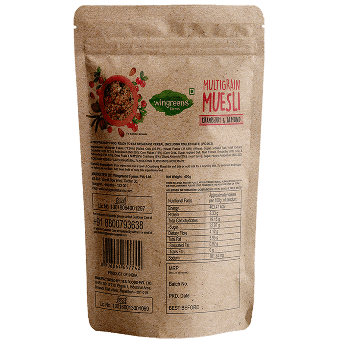 Wingreens Farms Multigrain Muesli Cranberry & Almond
