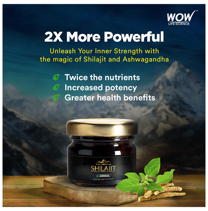 WOW Life Science Pure Himalayan Shilajit Powered by Ashwagandha Resin