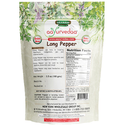 Zaarah Herbals Aayurvedaa 100% Long Pepper