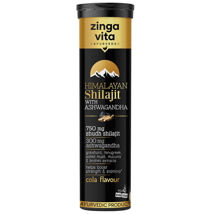 Zingavita Ayurveda Himalayan Shilajit with Ashwagandha Effervescent Tablet Cola - Classic Derma