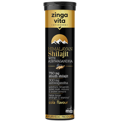 Zingavita Ayurveda Himalayan Shilajit with Ashwagandha Effervescent Tablet Cola - Classic Derma