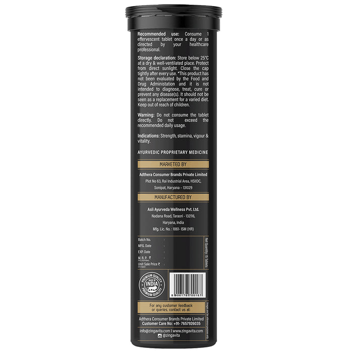 Zingavita Ayurveda Himalayan Shilajit with Ashwagandha Effervescent Tablet Cola