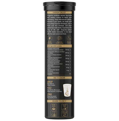 Zingavita Ayurveda Himalayan Shilajit with Ashwagandha Effervescent Tablet Cola