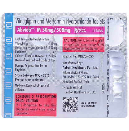 Abvida-M 50mg/1000mg Eazy Glide Tablet