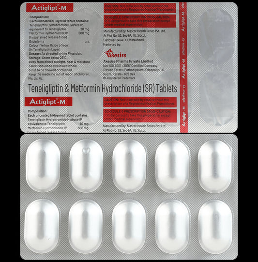 Actiglipt M 500mg/20mg Tablet - Classic Derma
