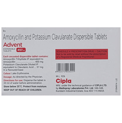 Advent 400mg/57mg Tablet DT