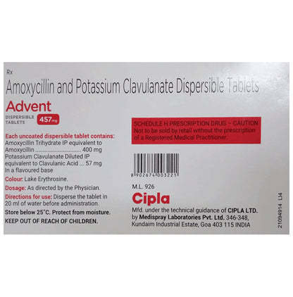 Advent 457mg Tablet DT Tangy Orange