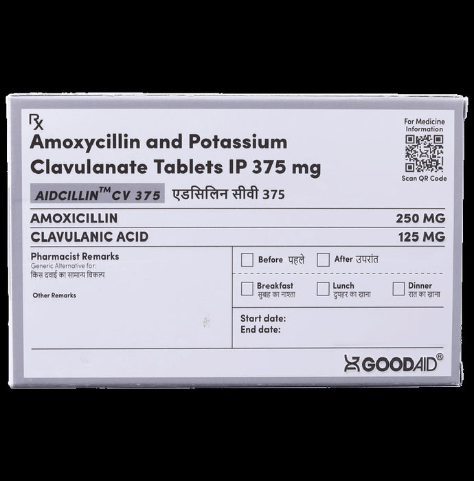 Aidcillin CV 375 Tablet - Classic Derma