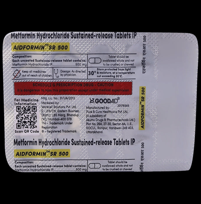 Aidformin SR 500 Tablet - Classic Derma