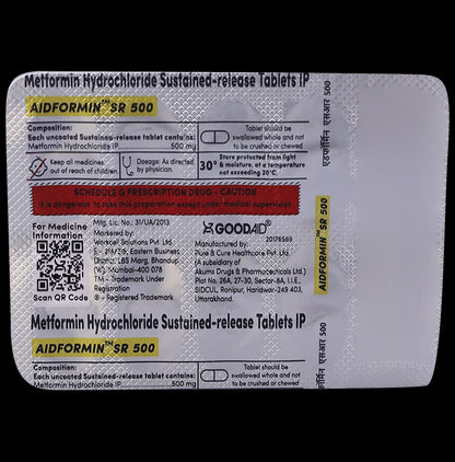 Aidformin SR 500 Tablet - Classic Derma