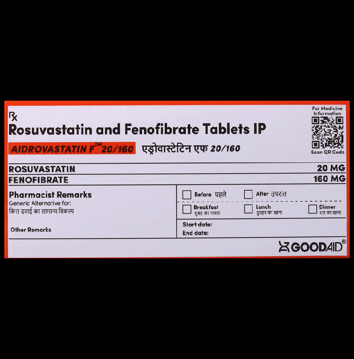 Aidrovastatin F 20/160 Tablet - Classic Derma