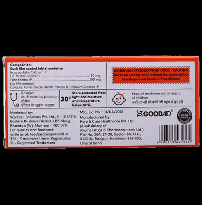 Aidrovastatin F 20/160 Tablet