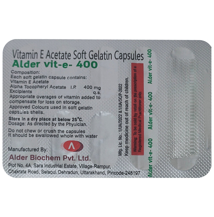 Alder Vit-e 400 Soft Gelatin Capsule
