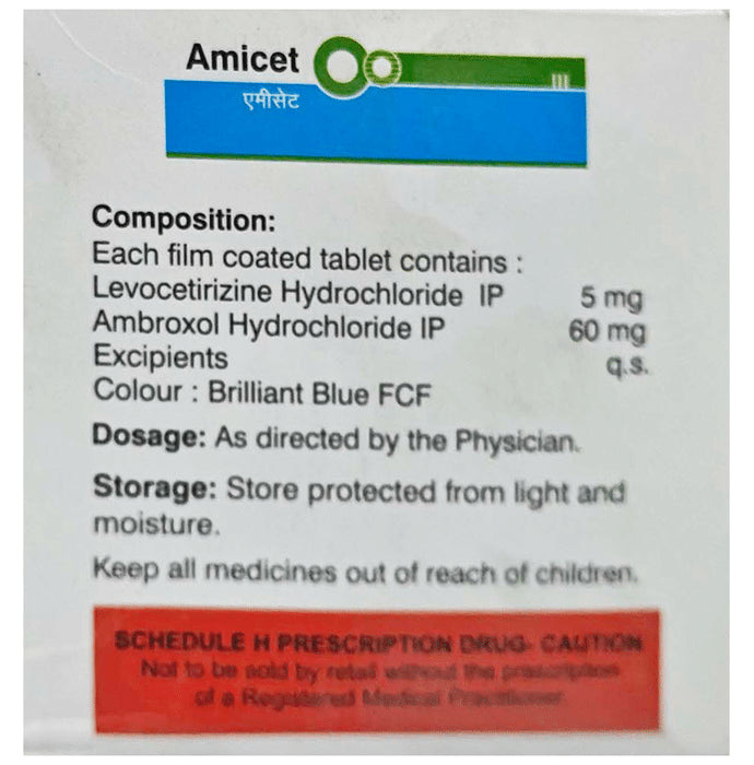 Amicet 5 mg/60 mg Tablet