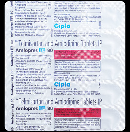 Amlopres TL 80mg/5mg Tablet