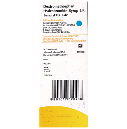 Benadryl DR Kids Syrup Mixed fruit flavour Alcohol Free