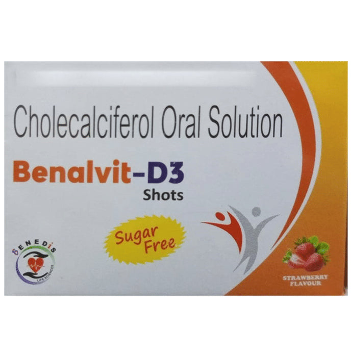 Benalvit-D3 Shots (5ml Each) Oral Solution Strawberry Sugar Free - Classic Derma