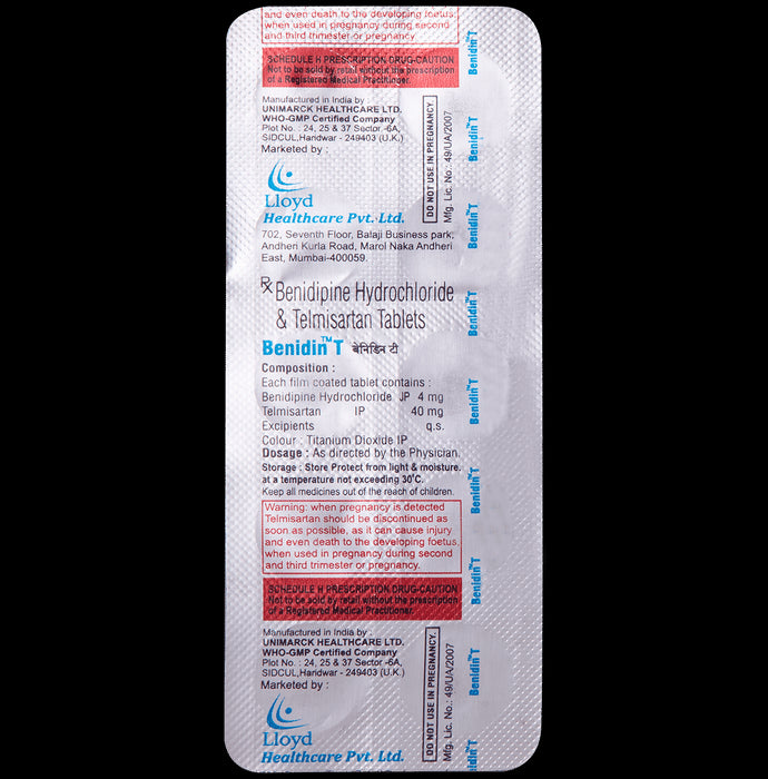 Benidin T 4mg/40mg Tablet