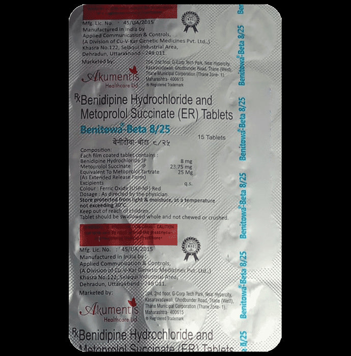 Benitowa-Beta 8mg/25mg Tablet ER - Classic Derma