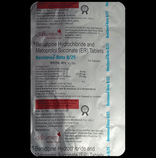 Benitowa-Beta 8mg/25mg Tablet ER - Classic Derma