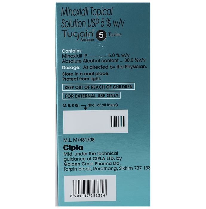 Tugain Twins 5 Solution for Hair Growth(60ml Each)