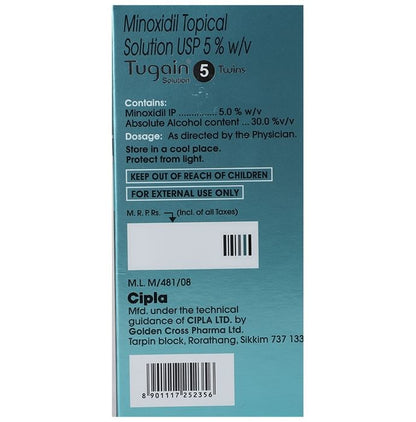 Tugain Twins 5 Solution for Hair Growth(60ml Each)