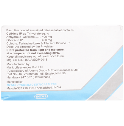 Ceftas O DS 400mg/400mg Tablet
