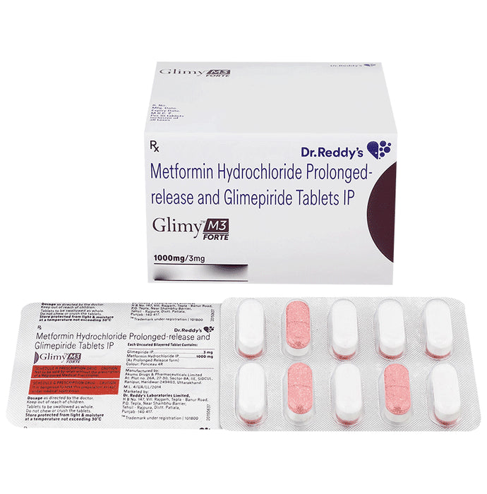 Glimy M Forte 3mg/1000mg Tablet
