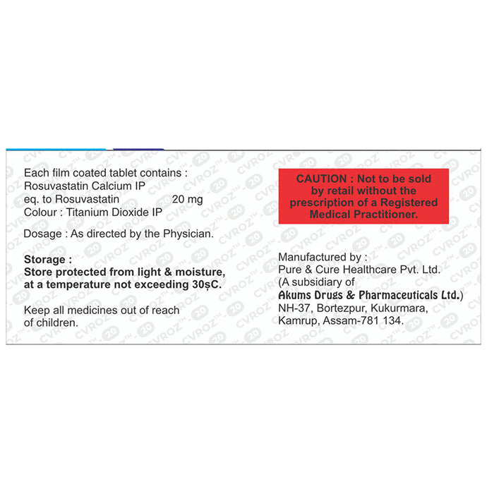 Buy Cvroz 20 Tablet Online | Classic Derma – Classic Derma-UAE