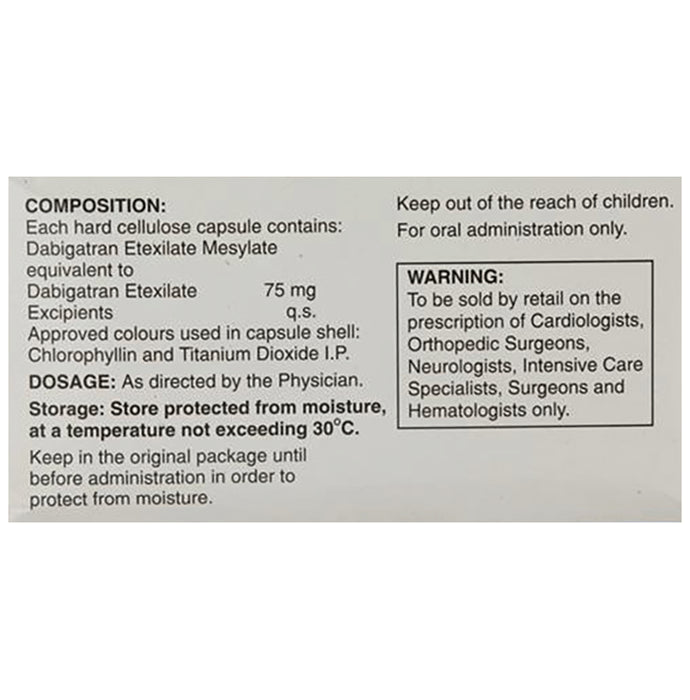 Dabigza 75mg Capsule