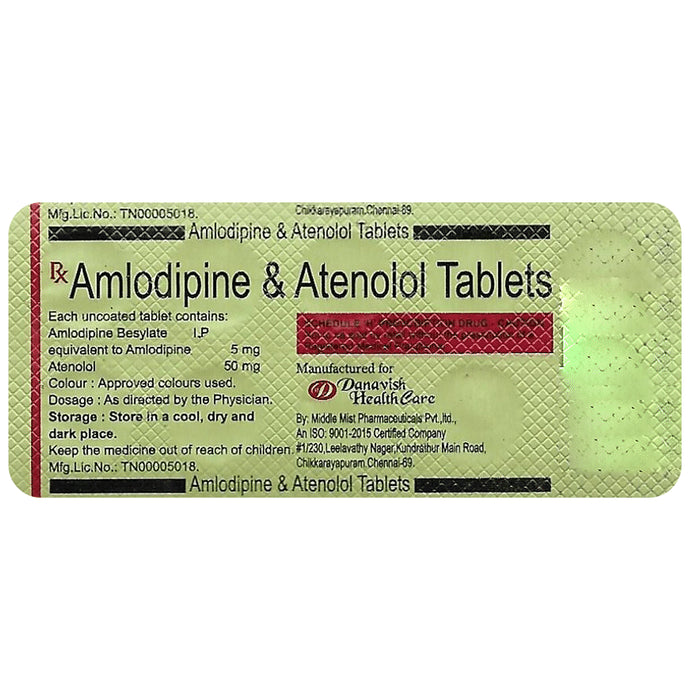 Danavish Amlodipine+Atenolol 5mg/50mg Tablet