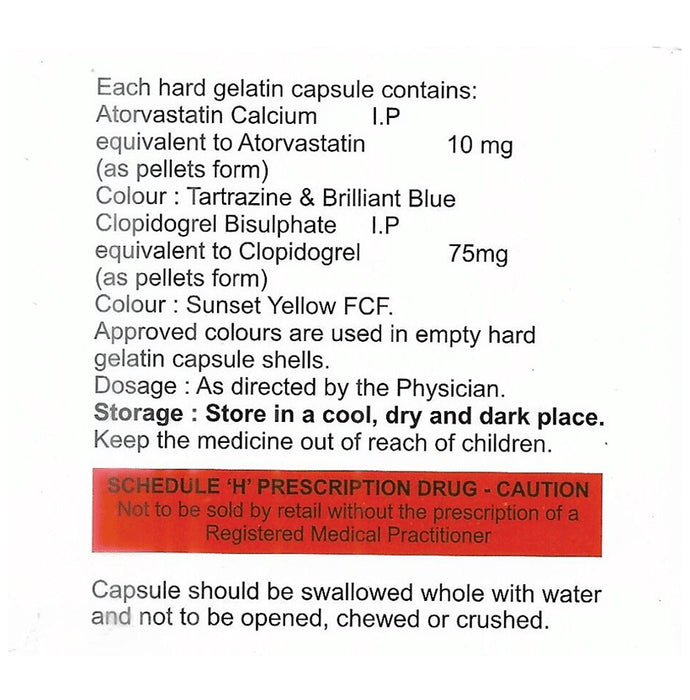 Danavish Atorvastatin+Clopidogrel 10mg/75mg Capsule