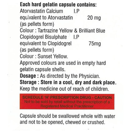 Danavish Atorvastatin+Clopidogrel 20mg/75mg Capsule