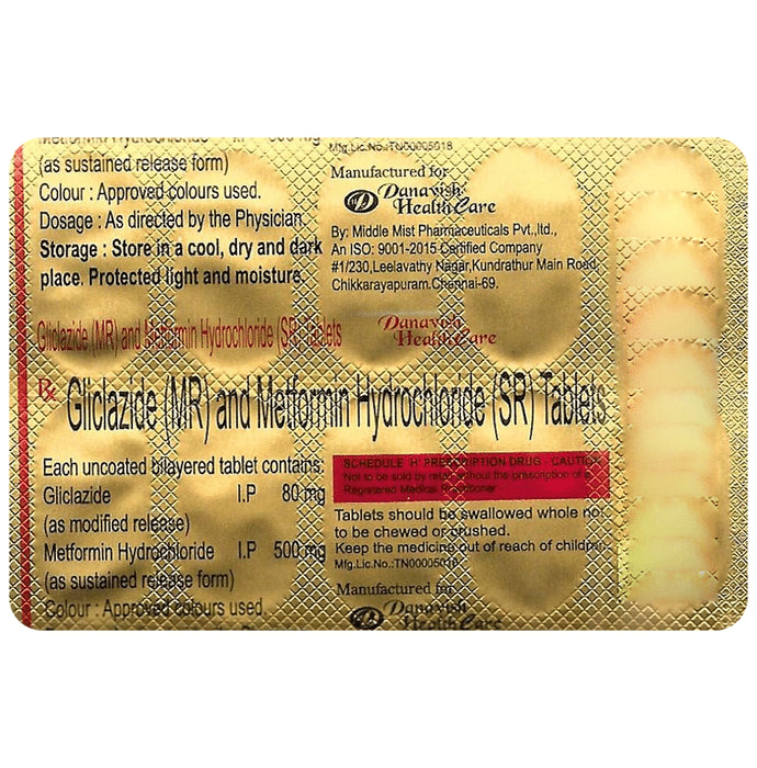 Danavish Gliclazide+Metformin 80mg/500mg Tablet MR