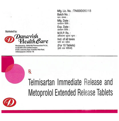 Danavish Telmisartan+Metoprolol Tablet ER