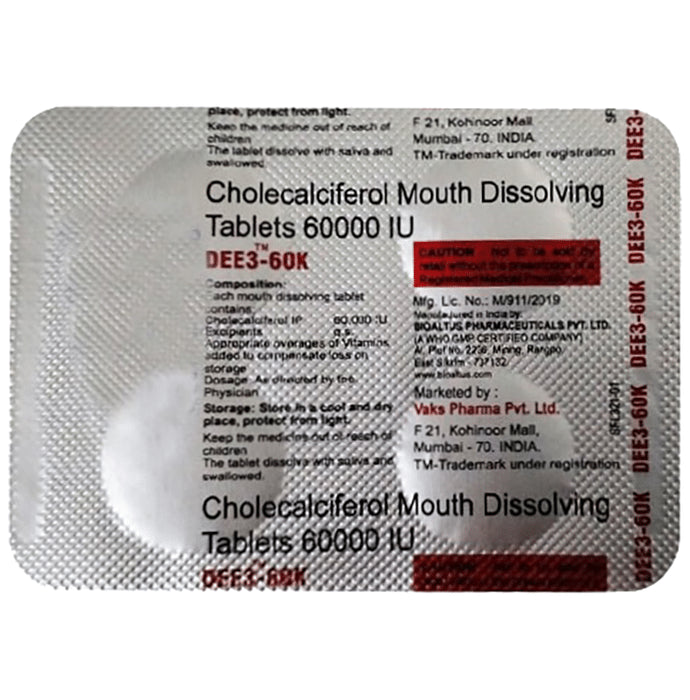 Dee3 60k Chewable Tablet Mint Sugar Free