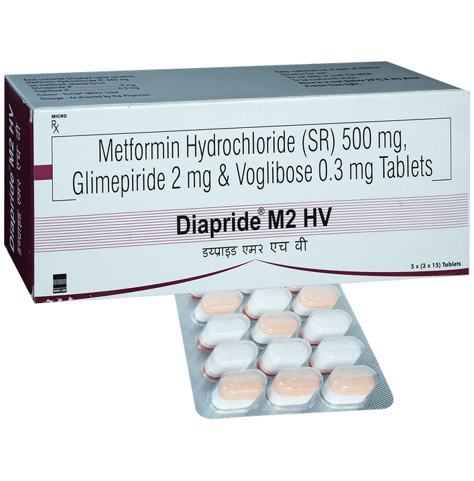 Diapride M2 HV 2mg/500mg/0.3mg Tablet SR - Classic Derma