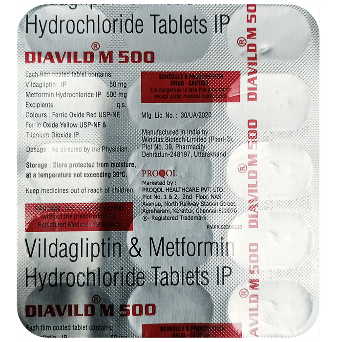 Diavild M 500mg/50mg Tablet - Classic Derma