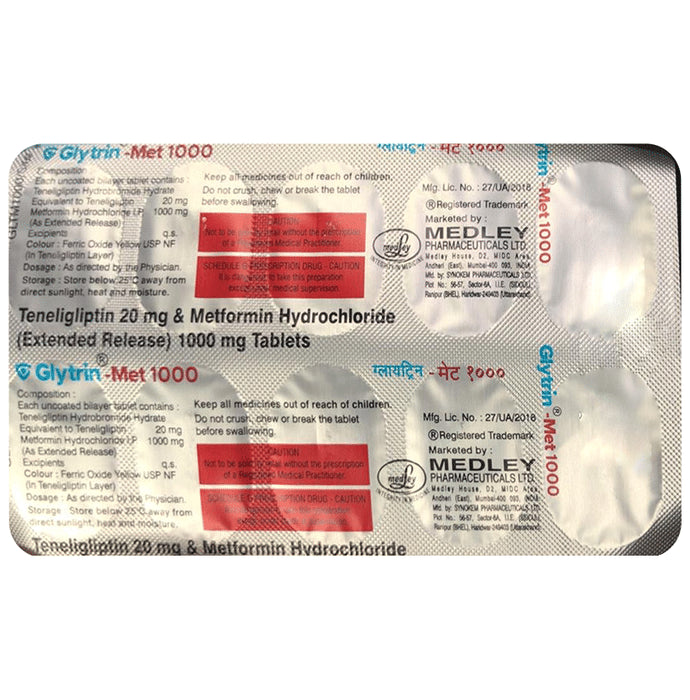 Glytrin-Met 1000 Tablet - Classic Derma