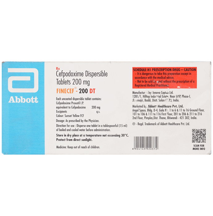 Finecef 200mg Tablet DT